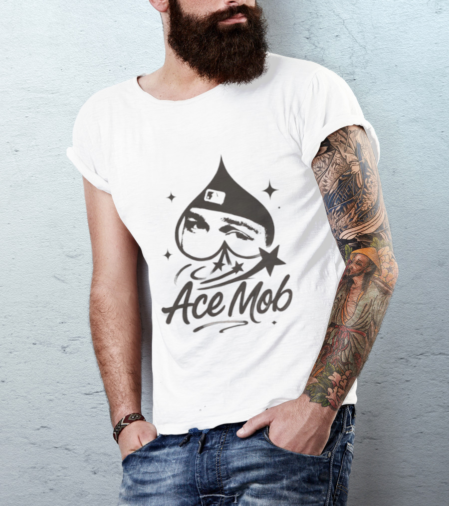Ace Mob Spade Face Graffiti Stars T-Shirt