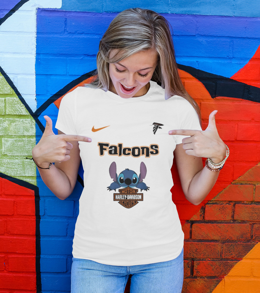 Atlanta Falcons Stitch Motocycle Cycles Football Nike T-Shirt