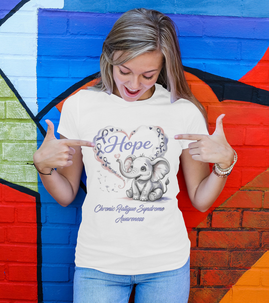 Elephant Hope Heart Chronic Fatigue Syndrome Awareness T-Shirt