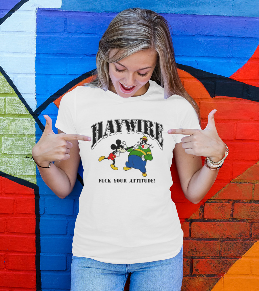Haywire Fuck Your Attitude Mickey Mouse Comic T-Shirt