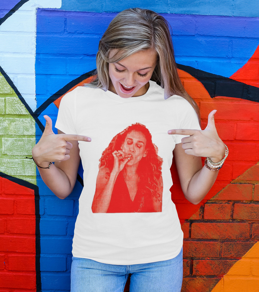 Lit Carrie Smoking Scene Red Artistic T-Shirt