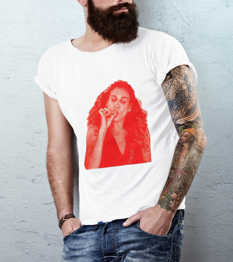 Lit Carrie Smoking Scene Red Artistic T-Shirt