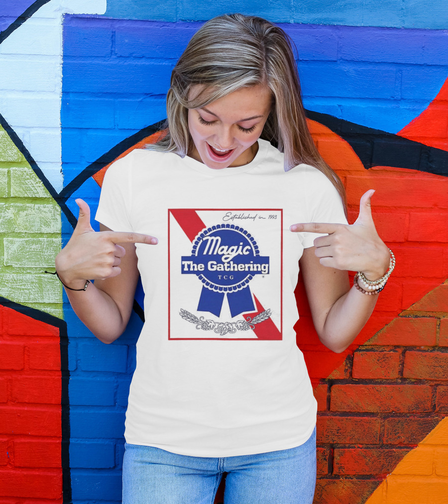 Magic The Gathering Pabst Established 1993 Vintage Style Ribbon T-Shirt