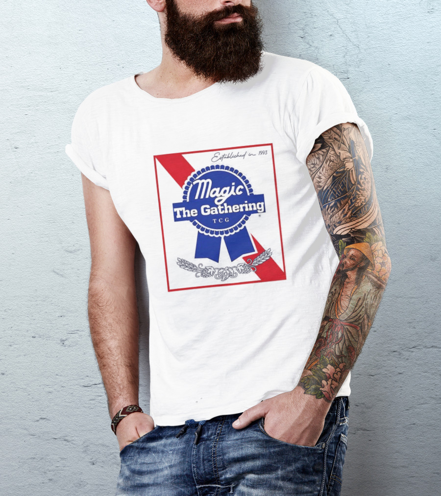 Magic The Gathering Pabst Established 1993 Vintage Style Ribbon T-Shirt