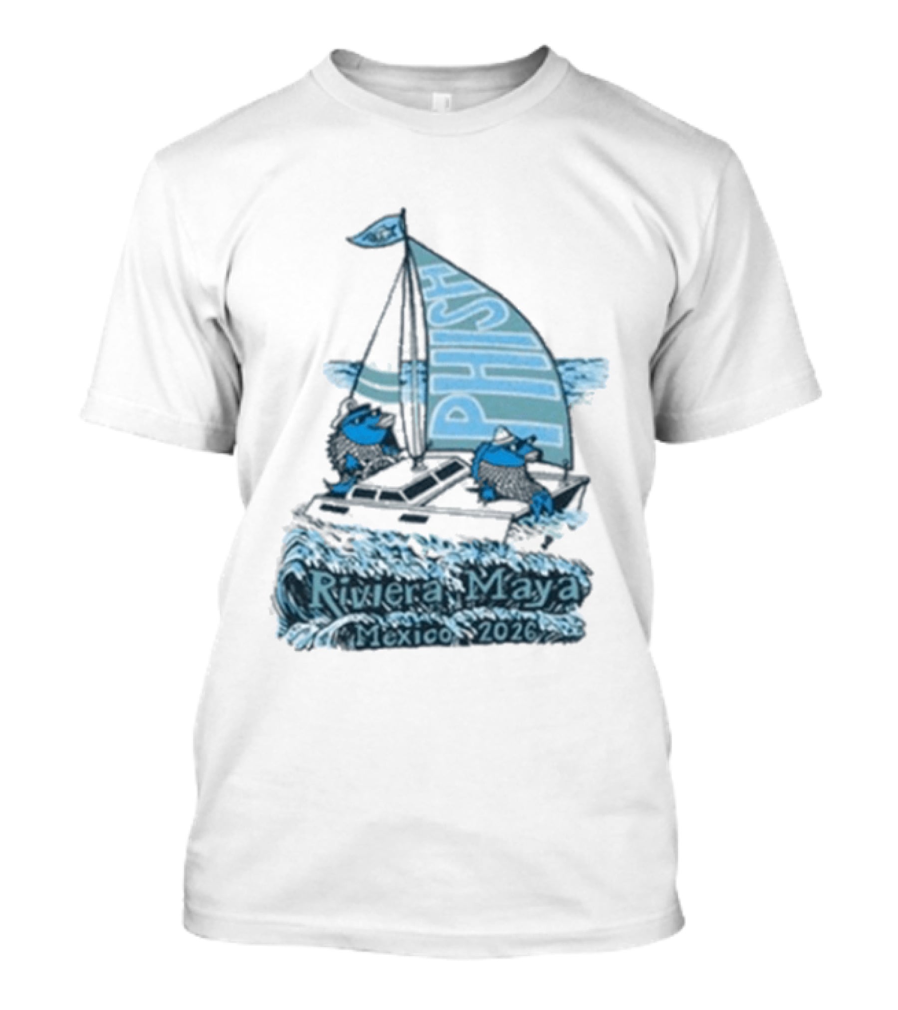 Phish Riviera Maya Mexico 2026 Pollock Waves Ship Fish T-Shirt