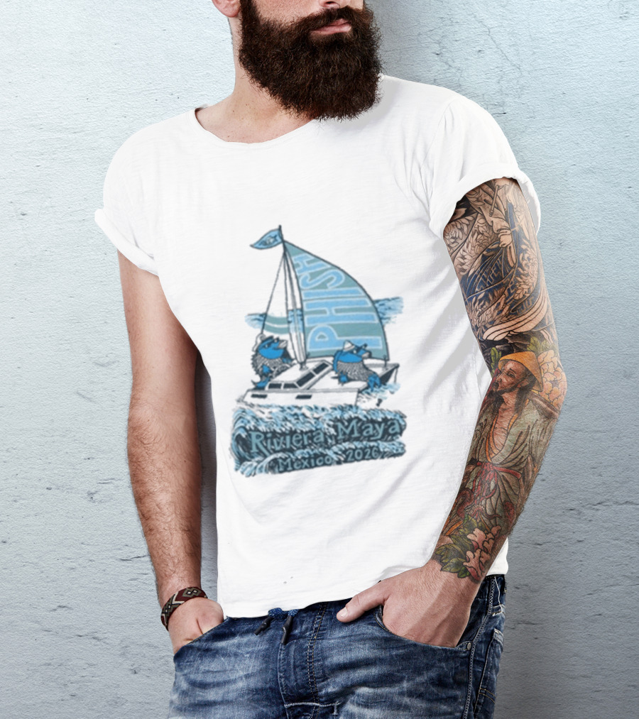 Phish Riviera Maya Mexico 2026 Pollock Waves Ship Fish T-Shirt