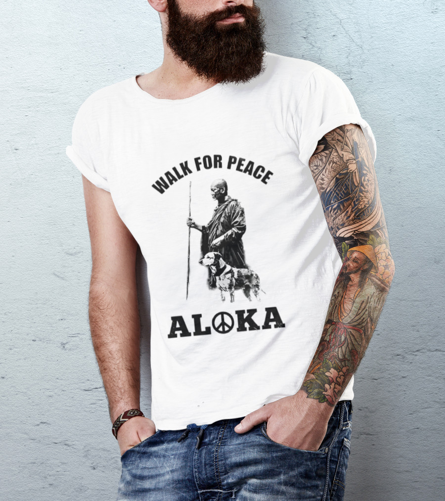 Walk For Peace Aloka Dog And Monks Sketch T-Shirt