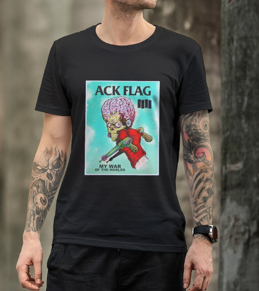 Ack Flag Martian Warrior My War Of The Worlds Retro Sci Fi T-Shirt