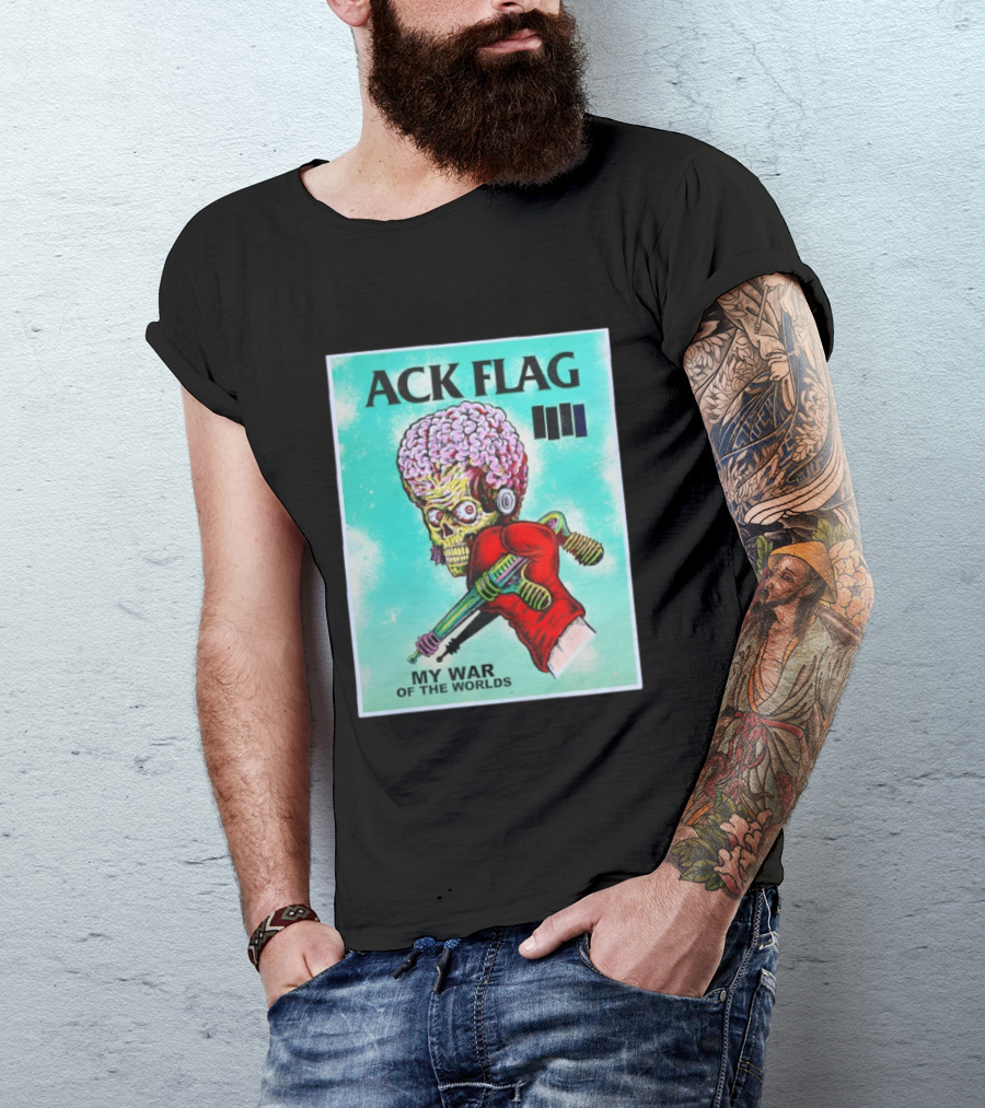 Ack Flag Martian Warrior My War Of The Worlds Retro Sci Fi T-Shirt