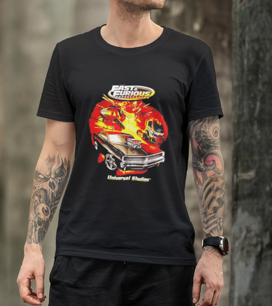 Fast & Furious Supercharged Car Explosion Universal Studios T-Shirt