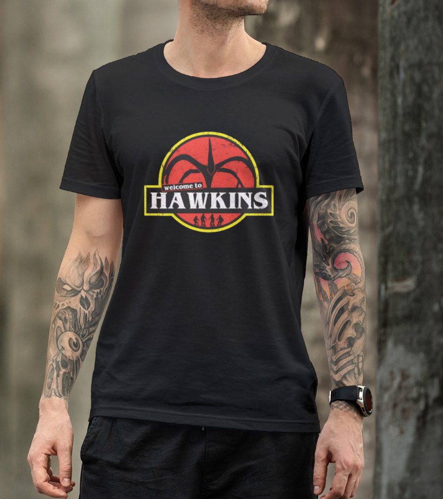 Welcome To Hawkins Stranger Things Demogorgon Hawkins Indiana Biking Adventure T-Shirt