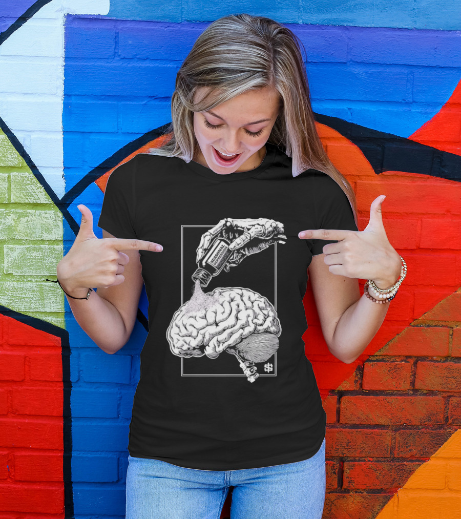 Seasonal Depression Skeleton Hand Pouring On Brain T-Shirt