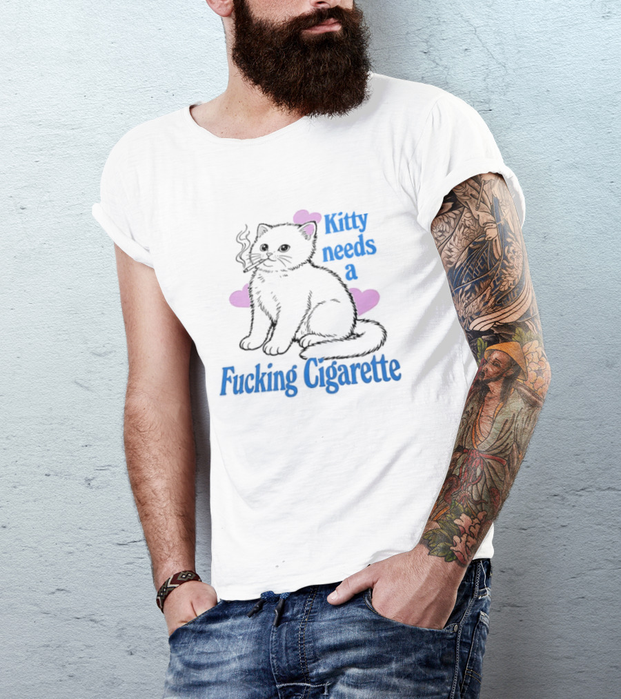 Kitty Needs A Fucking Cigarette Smoke Cloud Comic T-Shirt