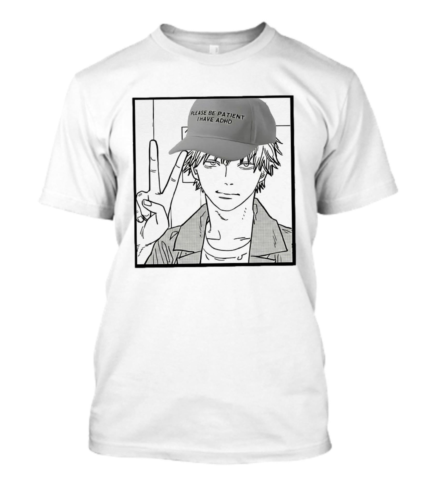 Denji Chainsaw Man Please Be Patient I Have ADHD Peace Sign T-Shirt