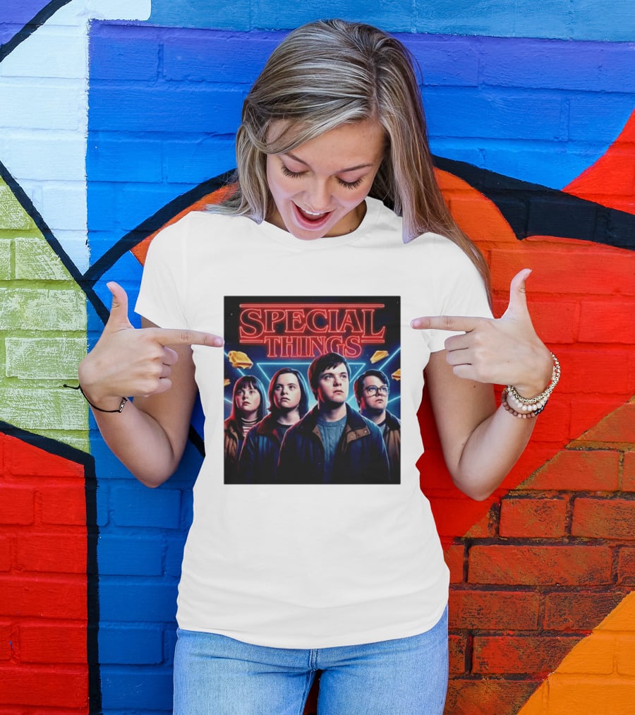 SPECIAL THINGS Retro 80s Neon Style Adventure Mystery Series T-Shirt