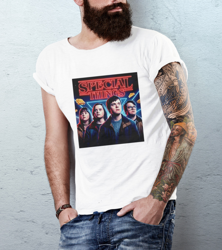 SPECIAL THINGS Retro 80s Neon Style Adventure Mystery Series T-Shirt