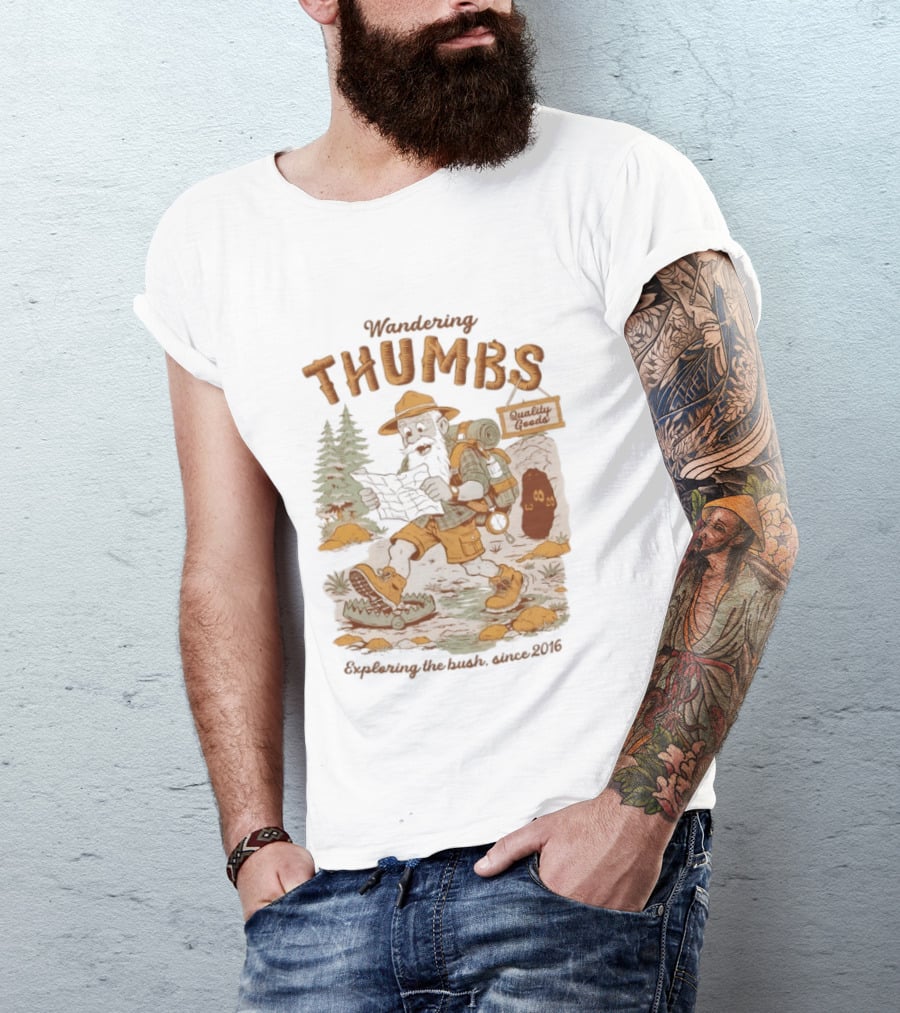Wandering Thumbs Exploring The Bush Cowboy Bear Camping Since 2016 T-Shirt