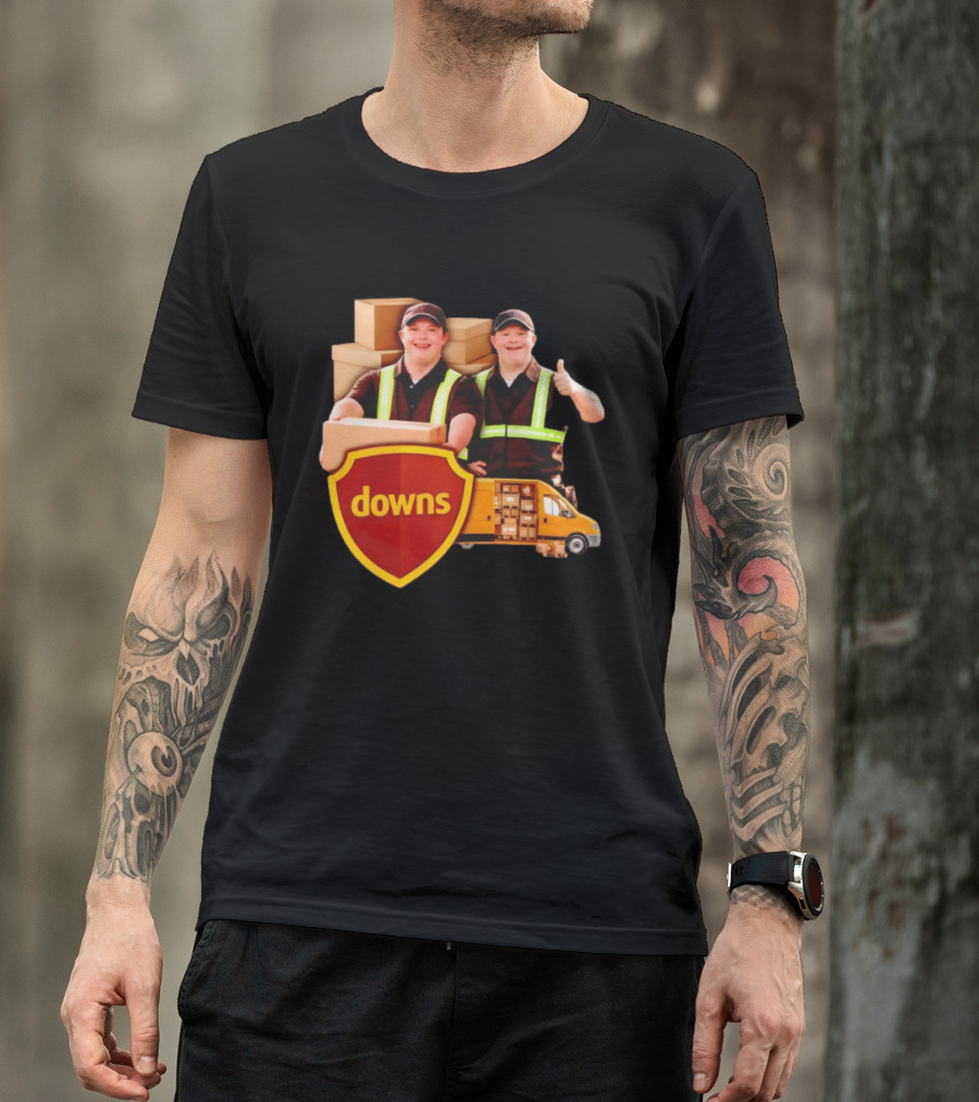 Downs UPS Delivery Service With Smiling Workers And Packages T-Shirt