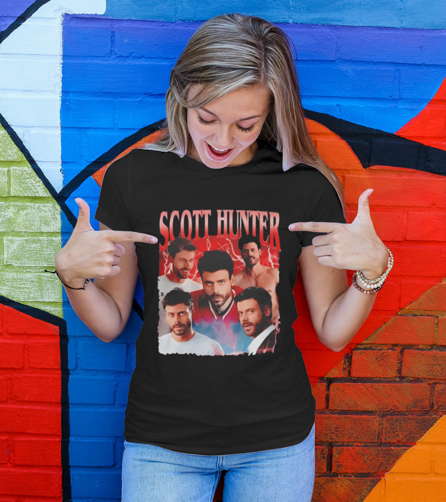 Scott Hunter Lightning Background Multiple Poses T-Shirt