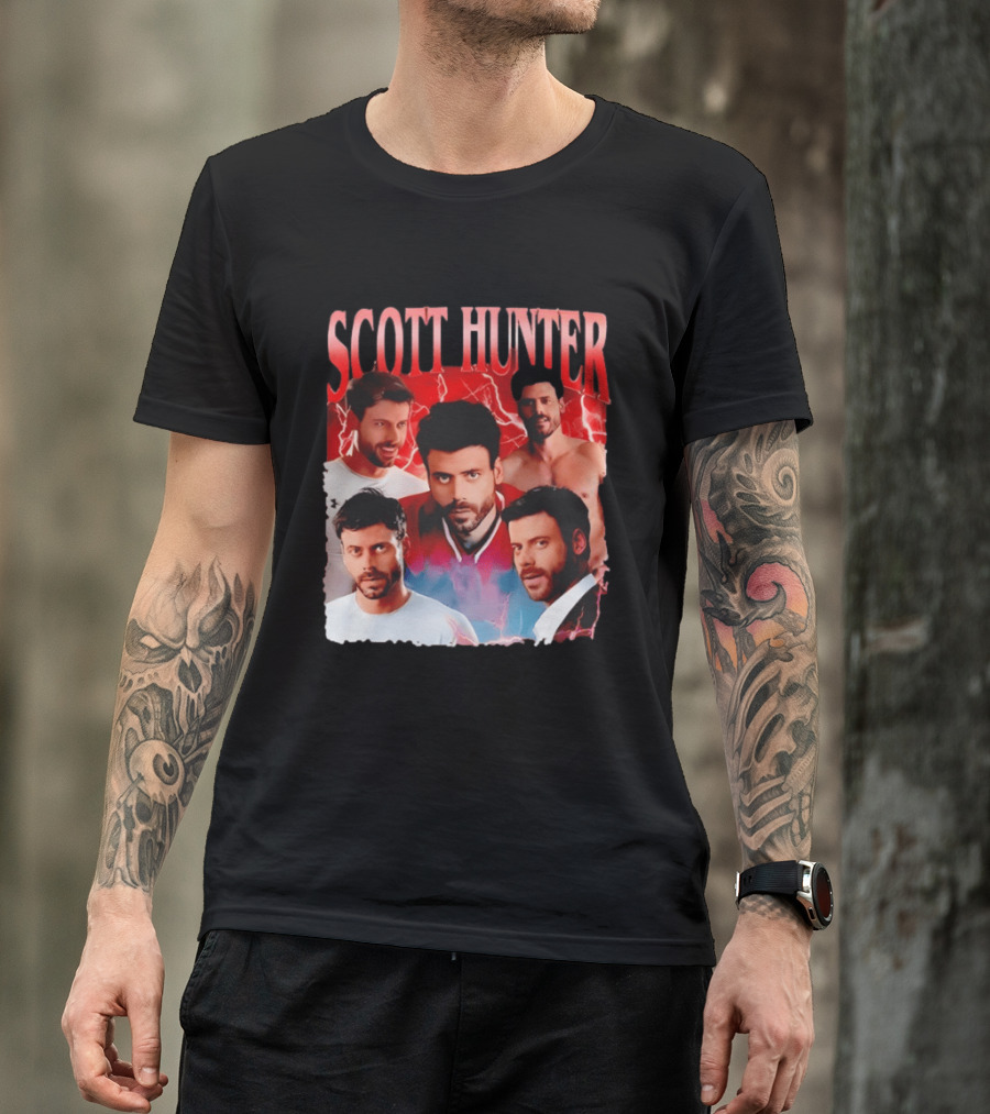 Scott Hunter Lightning Background Multiple Poses T-Shirt