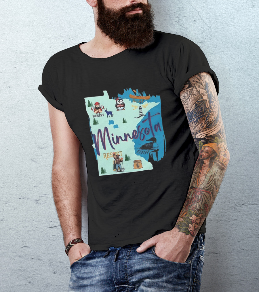 Minnesota Resist Lumberjack Penguin Canoe Loon Lighthouse Deer T-Shirt
