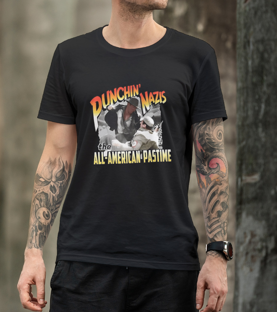 Punchin' Nazis The All American Pastime Vintage Action Scene T-Shirt