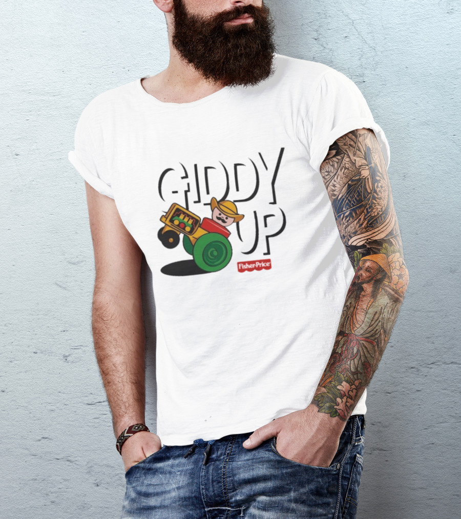 Giddy Up Fisher Price Cowboy On Tractor T-Shirt