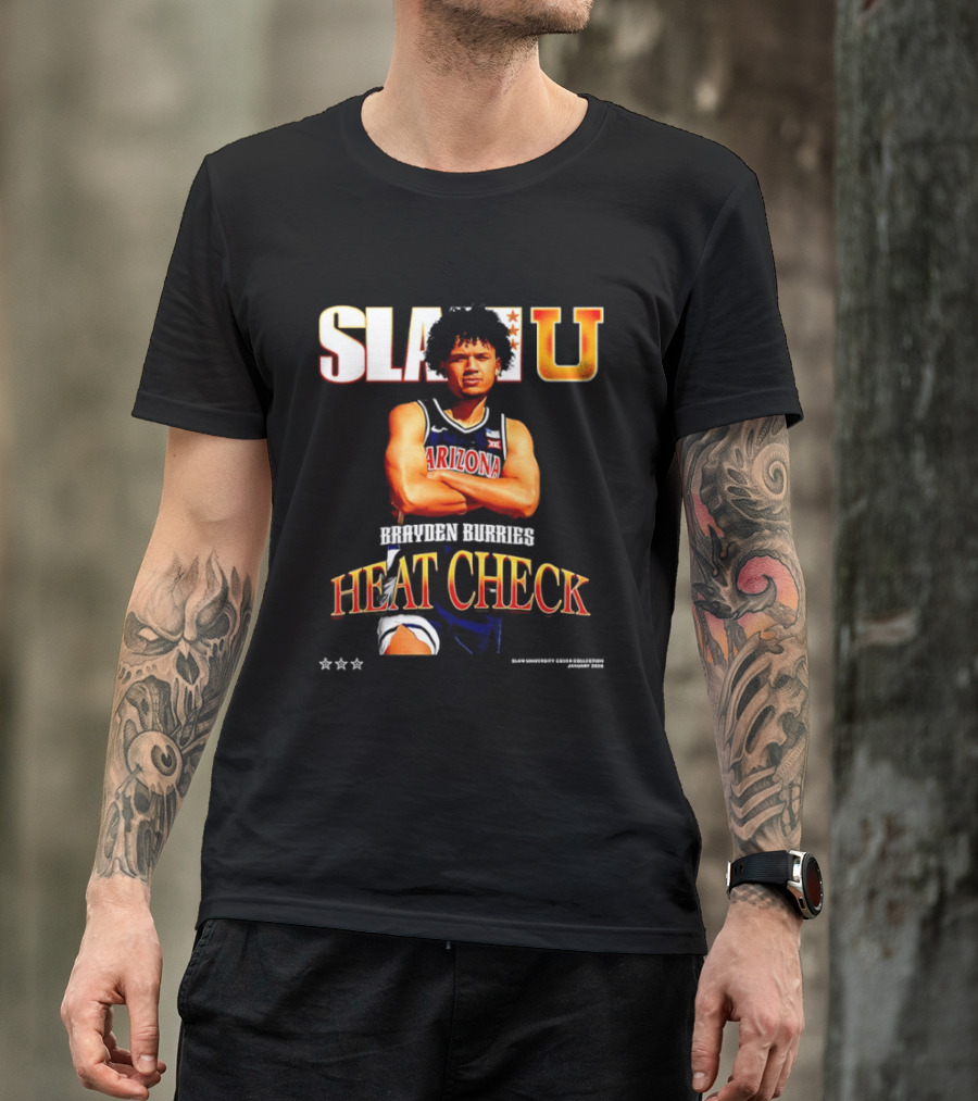 SlamU Brayden Burries Heat Check Arizona Basketball Star T-Shirt