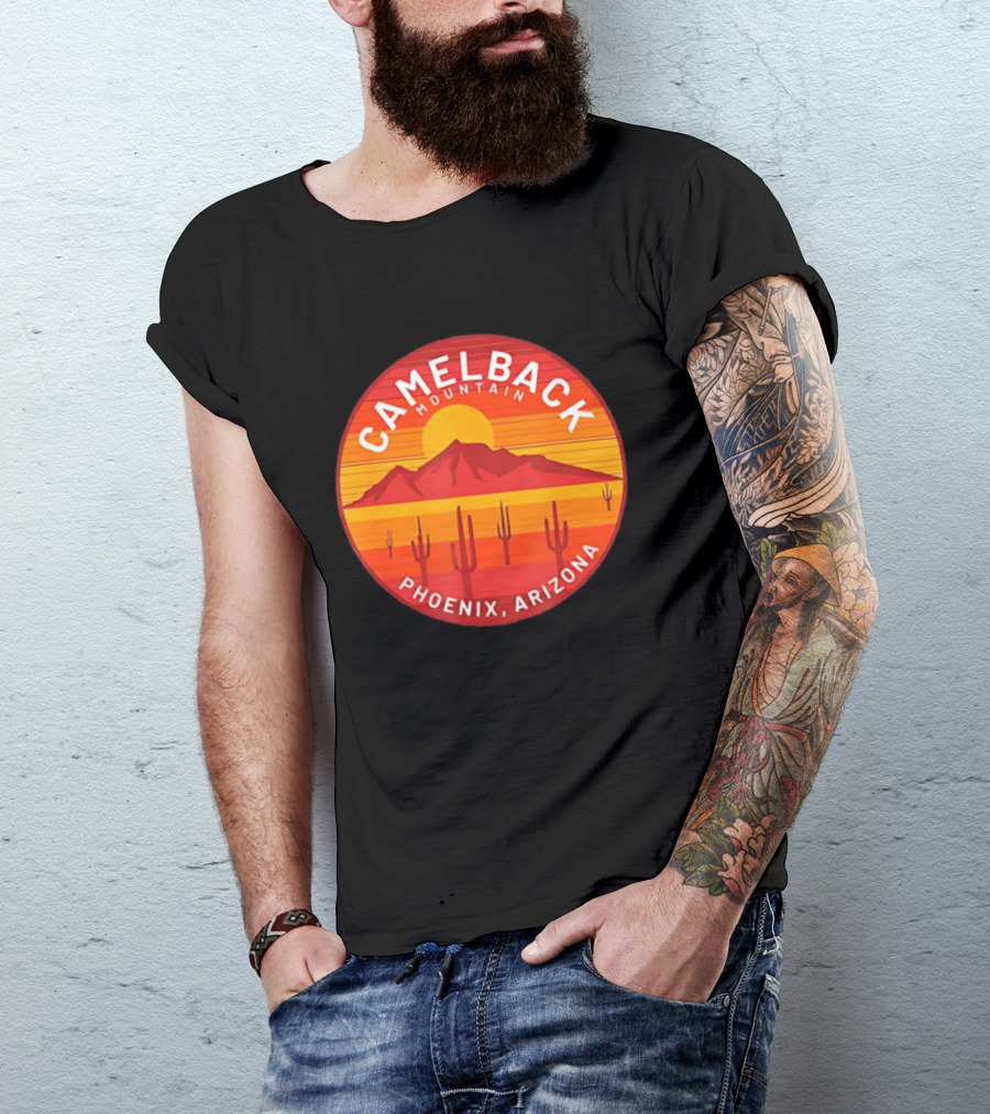 Camelback Mountain Phoenix Arizona Sunset Cactus Desert Hiking T-Shirt