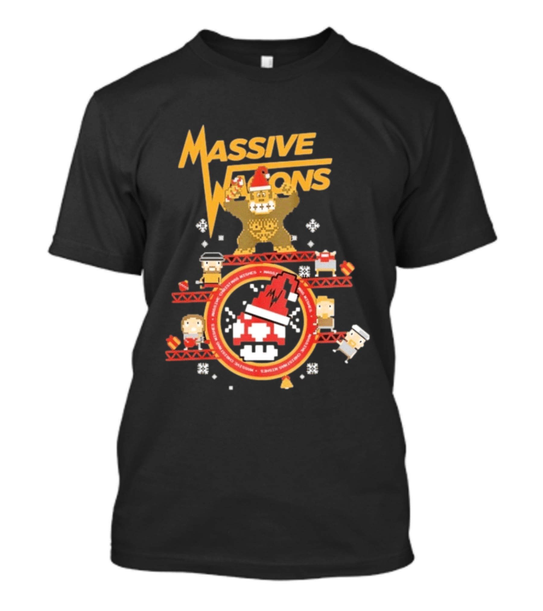 Massive Wagons 8bit Xmas Christmas Festive Donkey Kong T-Shirt