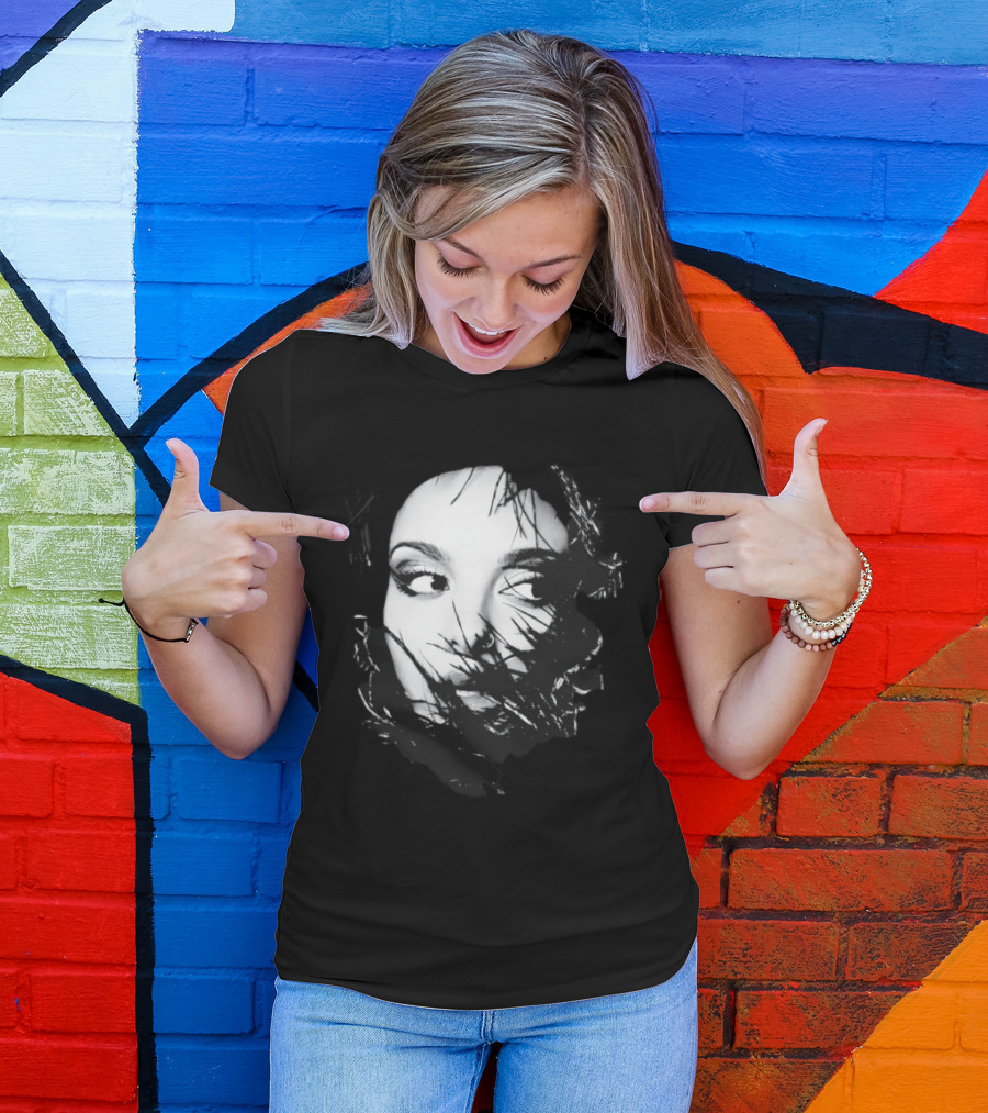 Jade Face Mysterious Gaze Black And White Brushstroke T-Shirt