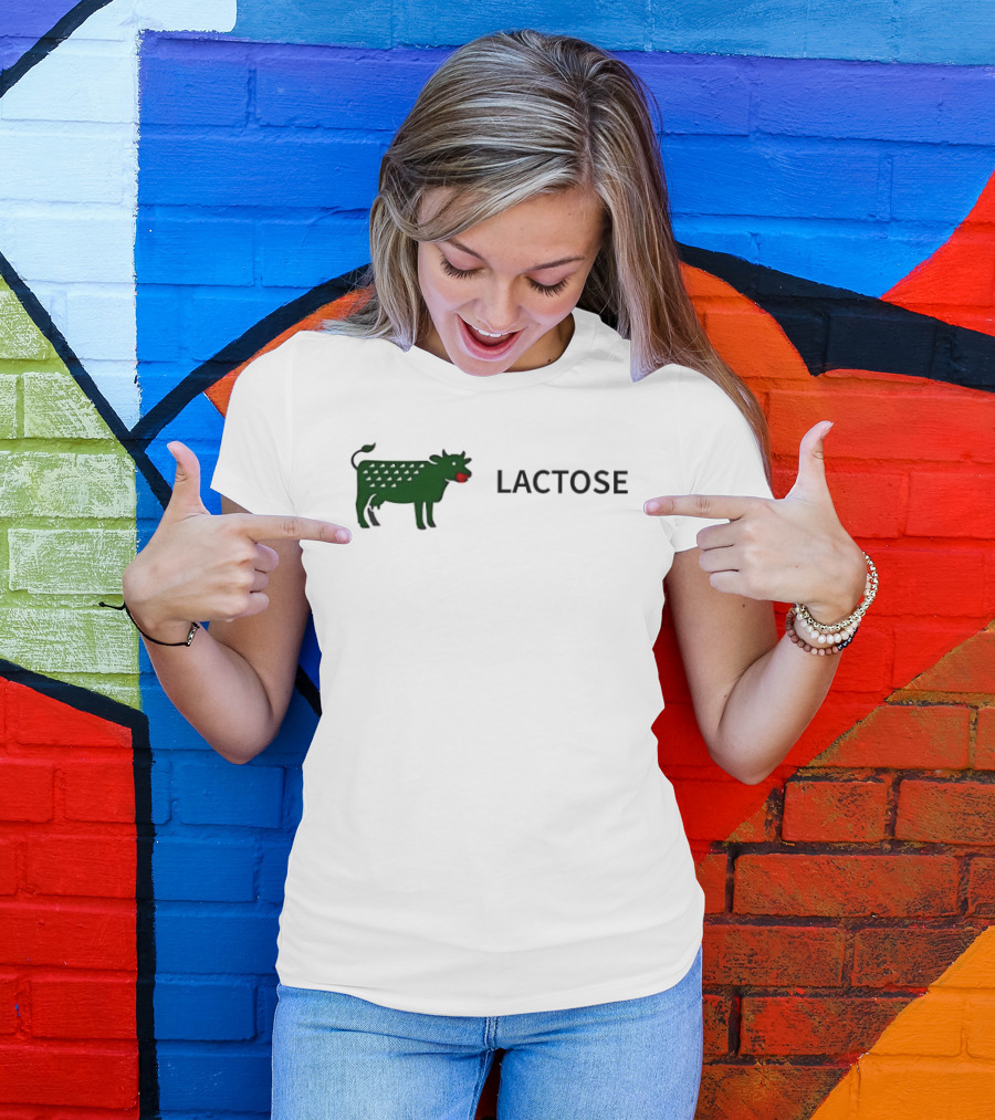 Lactose Cow 2026 Eating Red Apple T-Shirt