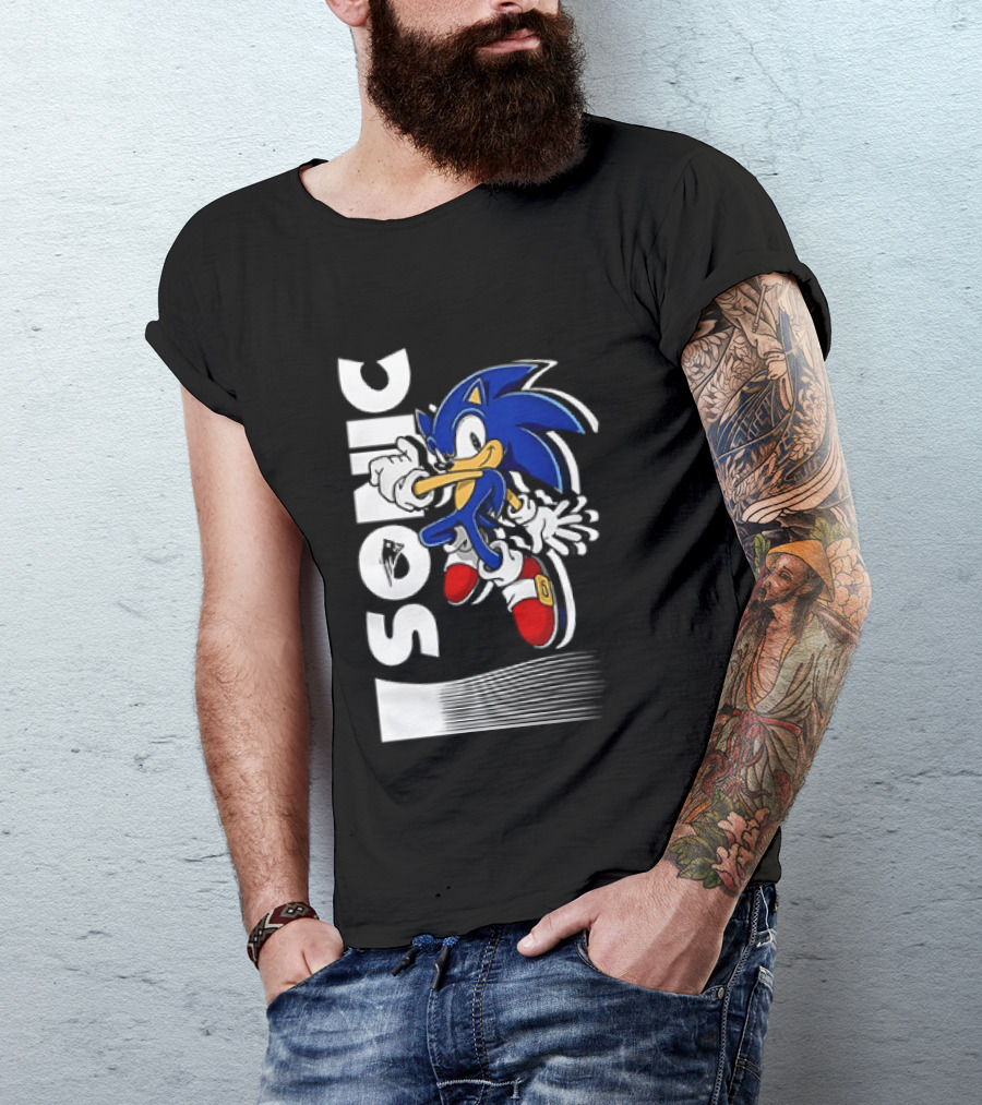 Sonic The Hedgehog New England Patriots Collaboration T-Shirt