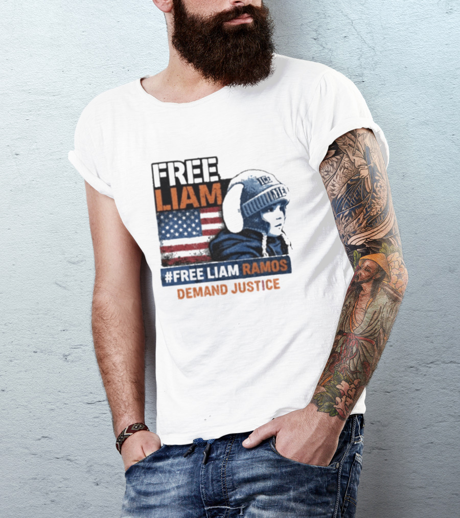 Free Liam Ramos Demand Justice American Flag Ice Hat T-Shirt