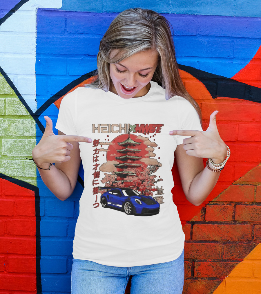 Haichi HWBT 2025 Pagoda Blue Sports Car Red Sun Japanese T-Shirt