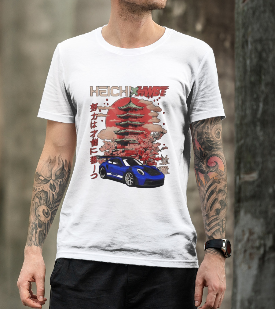 Haichi HWBT 2025 Pagoda Blue Sports Car Red Sun Japanese T-Shirt