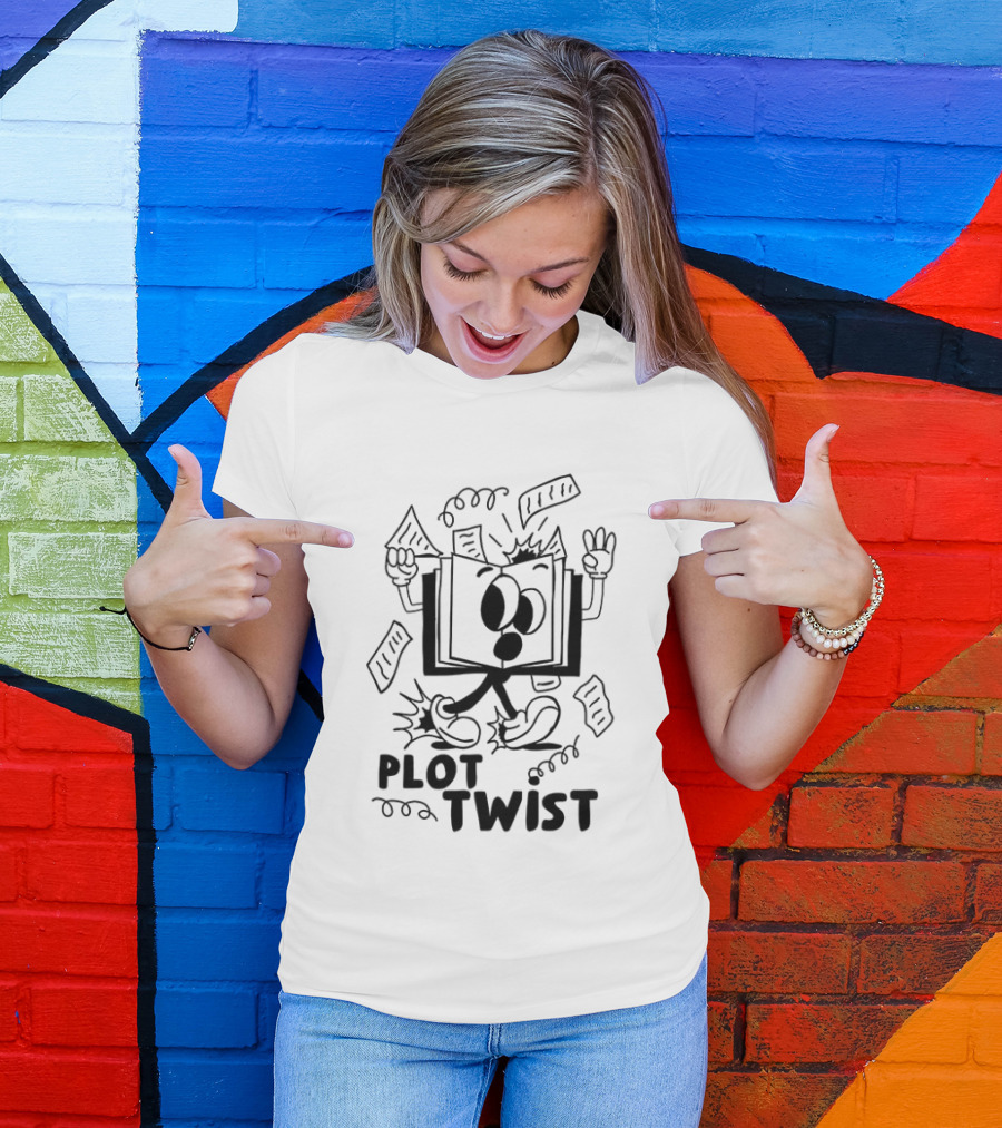 Plot Twist Cartoon Book With Animated Pages And Feet T-Shirt