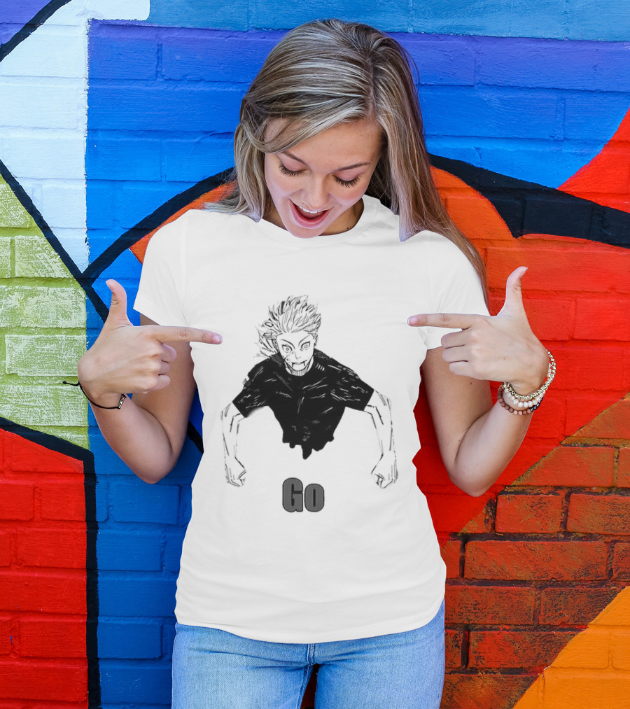 Satoru Gojo Half Body Go Meme Jujutsu Kaisen T-Shirt