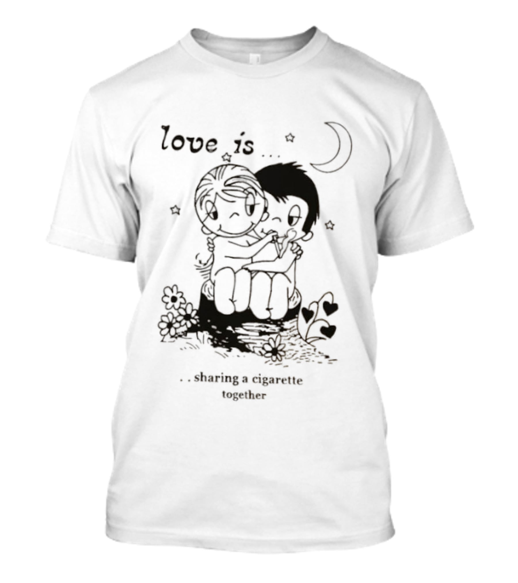 Love Is Sharing A Cigarette Together Moon Stars Kim Grove T-Shirt