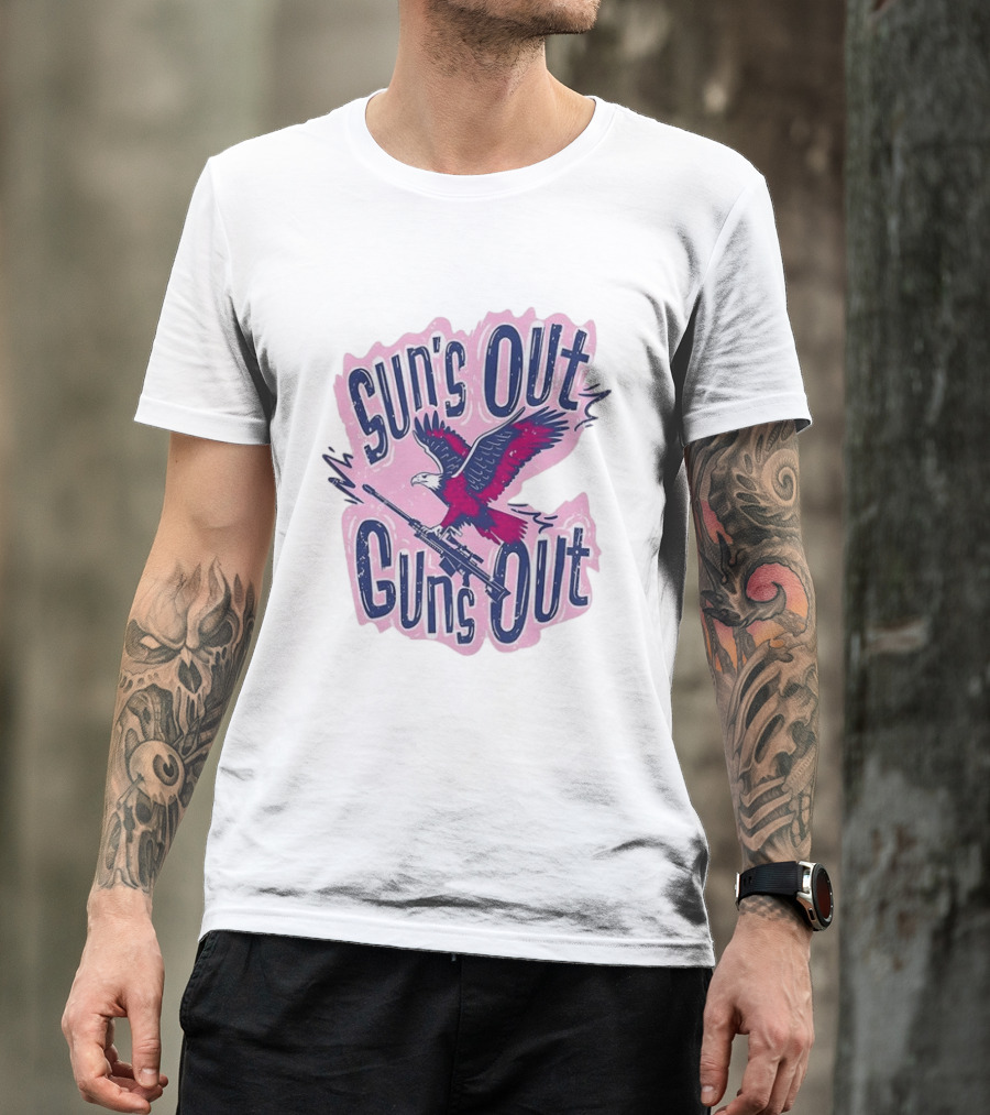 Sun's Out Guns Out Bald Eagle Holding Rifle T-Shirt