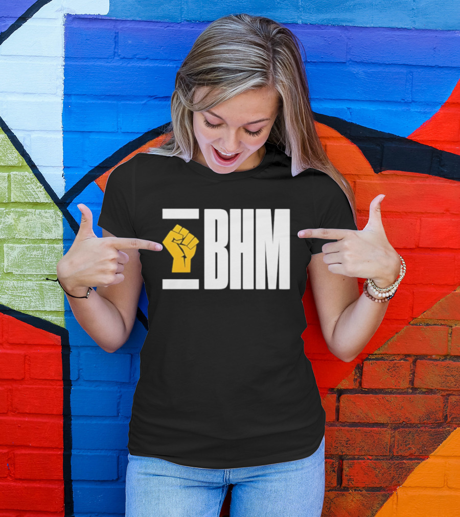 BHM Black History Month Yellow Raised Fist T-Shirt