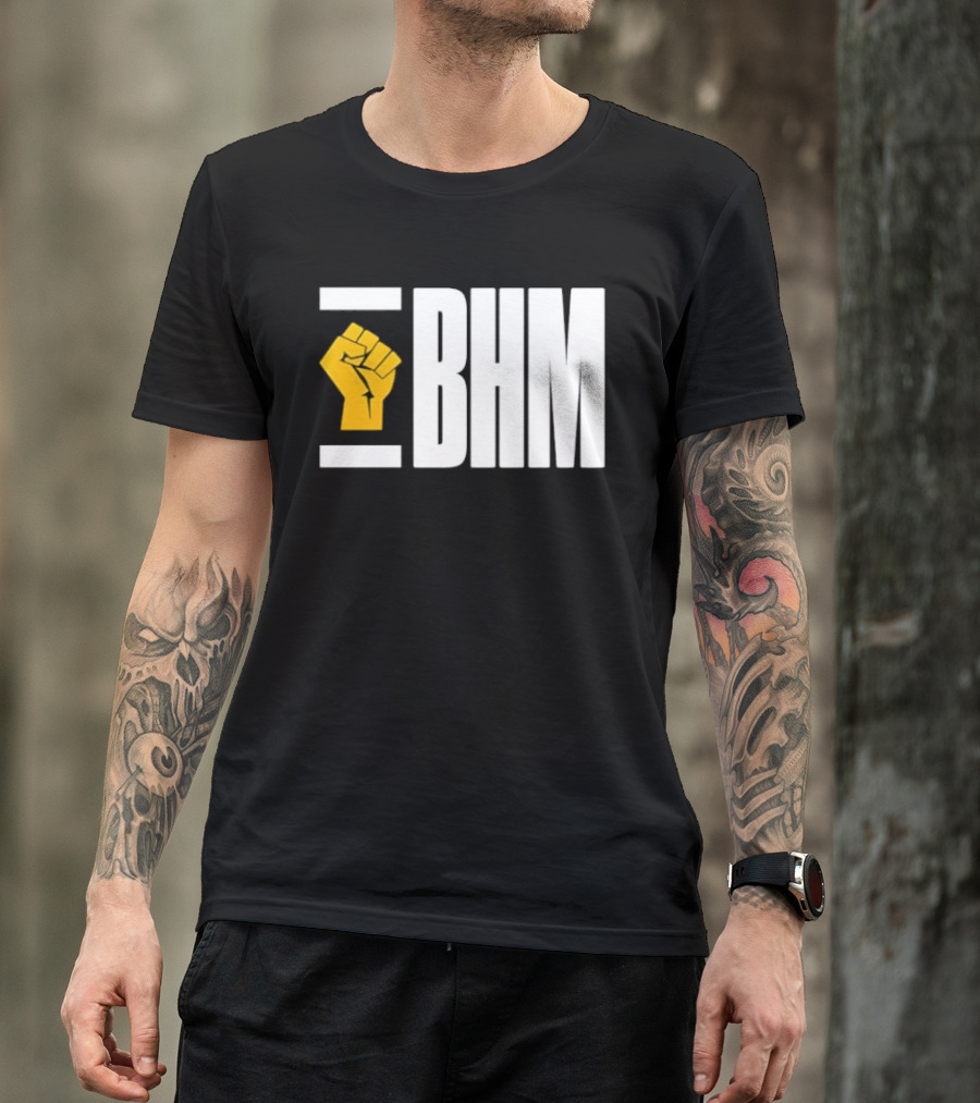 BHM Black History Month Yellow Raised Fist T-Shirt