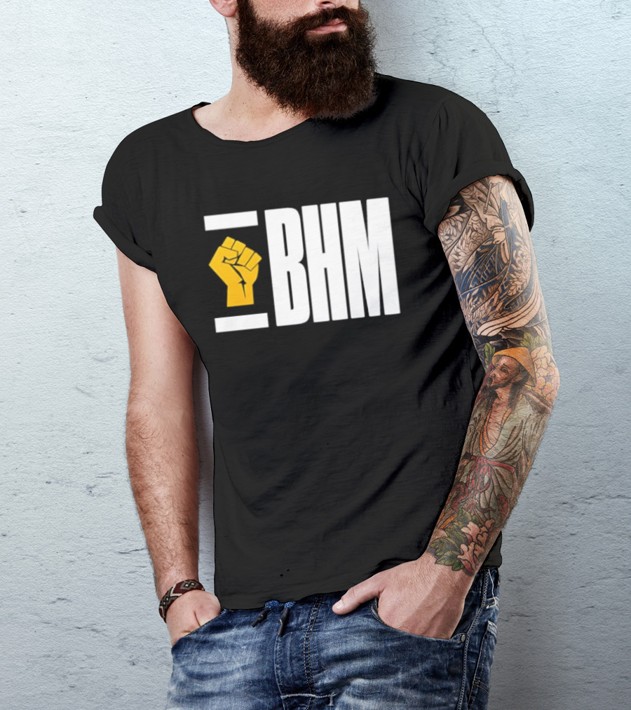 BHM Black History Month Yellow Raised Fist T-Shirt