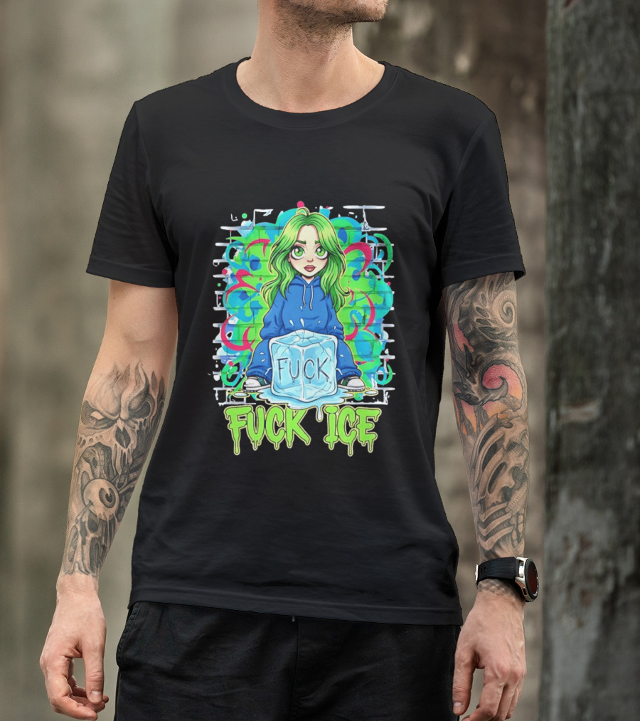Billie Eilish Cartoon Fck Ice T-Shirt