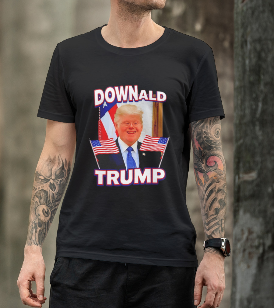 Downald Trump American Flag Parody With Patriotic Backdrop T-Shirt