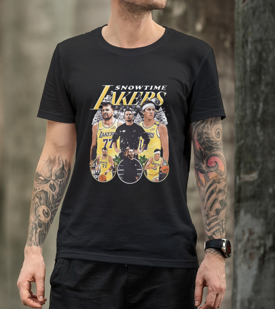 Snowtime Lakers Basketball Champions Iconic Players And Coach T-Shirt