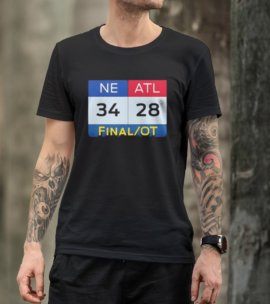 NE 34 ATL 28 Final OT Super Bowl LI Scoreboard T-Shirt