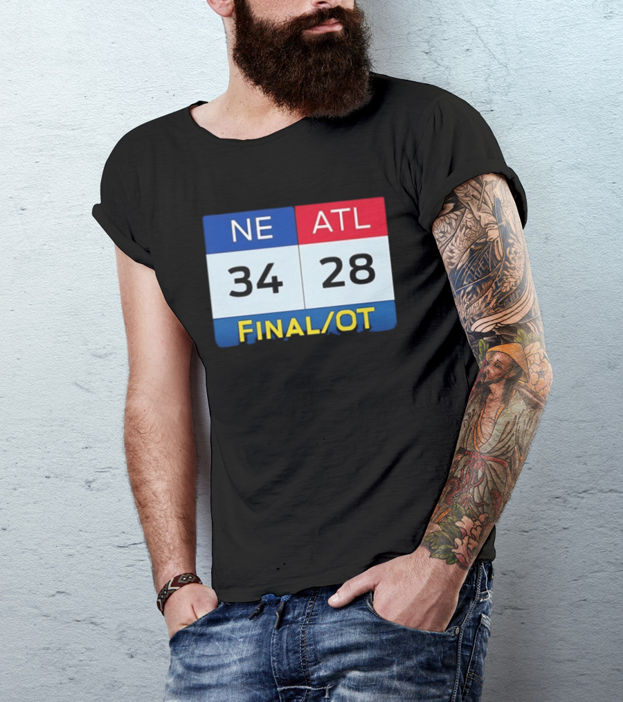 NE 34 ATL 28 Final OT Super Bowl LI Scoreboard T-Shirt
