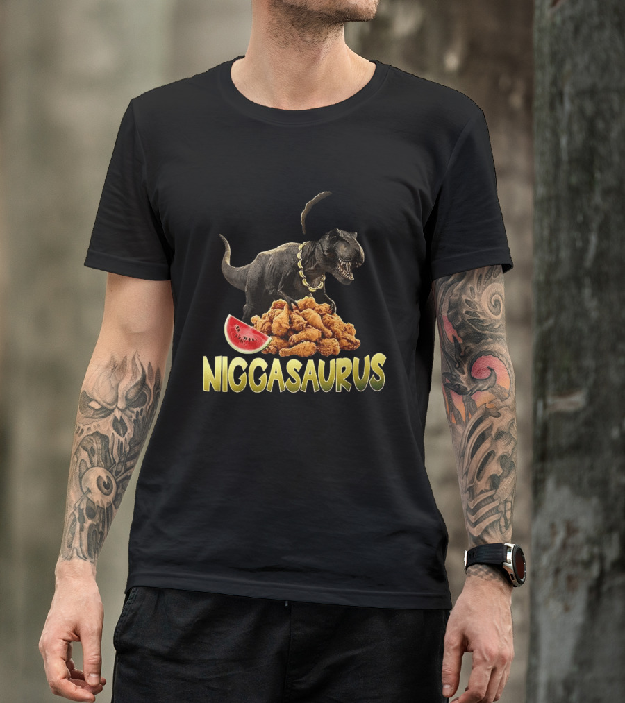 Niggasaurus Fried Chicken And Watermelon Meme T-Shirt