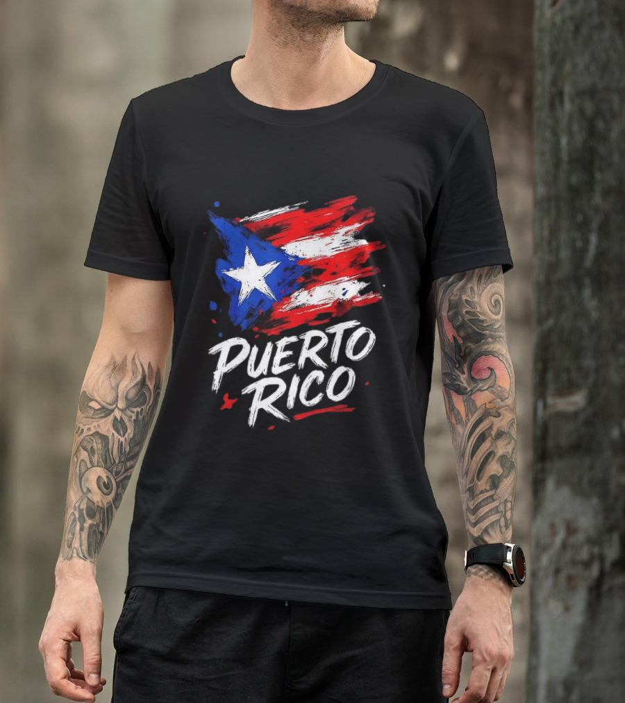 Puerto Rico Flag Brush Stroke Style Classic Representation T-Shirt